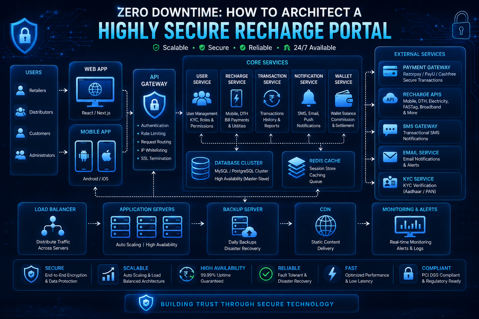 Zero Downtime Recharge Portal Development | Secure Architecture