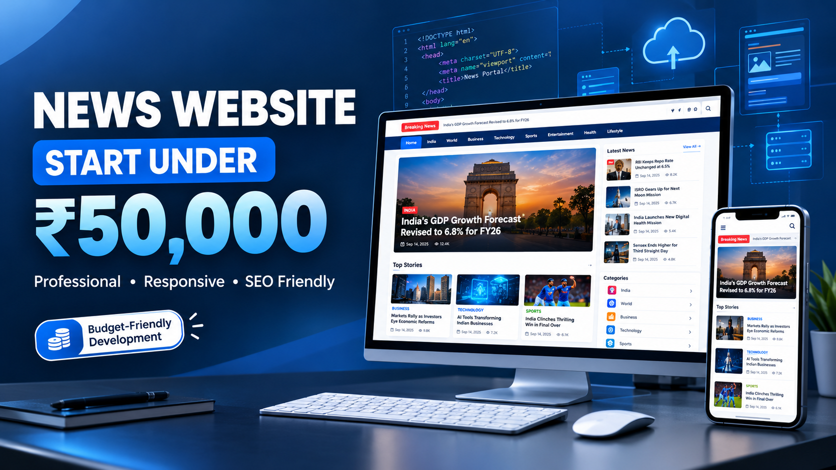 News Website Development on a Budget – Start Under ₹50,000