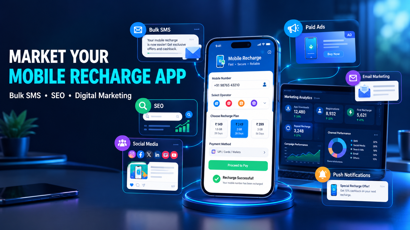 How to Market Your New Mobile Recharge App Using Bulk SMS and Digital Marketing Services